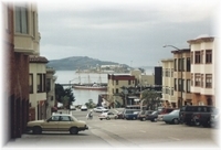 San Francisco, Van Ness Ave -  Blick auf Alcatraz